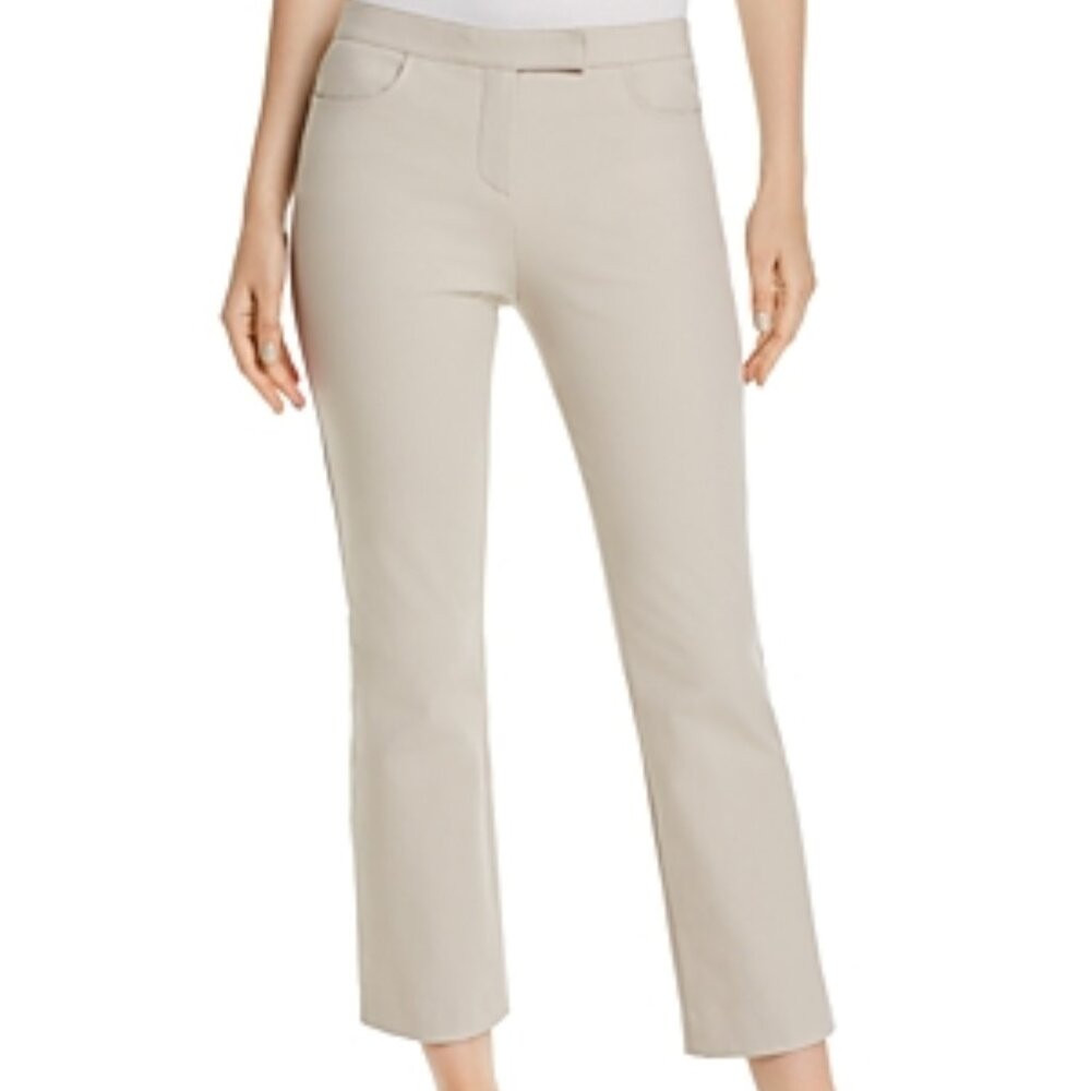 NWT THEORY Light Putty Eco Bi-Stretch Straight Crop Pants Size 2